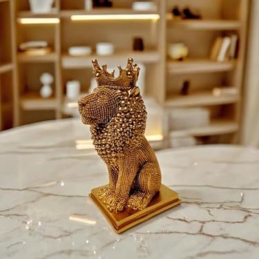 Imagem de ICE Armor 17,78 cm H estatueta de leão coroado real escultura ornamento decoração decoração de casa/quarto e ideias de presente para inauguração de casa, feriados e aniversários. Ótima adição