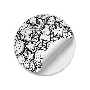 Imagem de Adesivos Natalinos Redondos Coloridos 25 Unidades Para Decoração Festiva - Tamanho 85x85cm