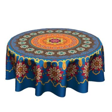 Imagem de Granbey Toalha de mesa Boho redonda 152 cm – Toalha de mesa indiana circular, mandala boêmia para cozinha, festa, fazenda, piquenique