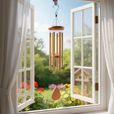 Imagem de Sinos de vento externos - 6 tubos de alumínio, sinos de metal pendurados com gancho para decoração de varanda de pátio, presentes de aquecimento de casa