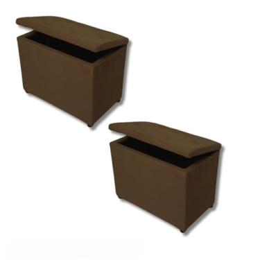 Imagem de Baú Retangular Guarda Brinquedos Organizador Sapateira Pé De Cama Decoração(Marrom Suede)