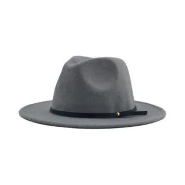 Imagem de Chapéu Fedora Vintage Unissex De Lã Trilby 54-56-60CM Com Aba Larga El
