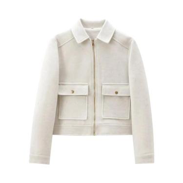 Imagem de Jaqueta Feminina De Inverno Com Zíper E Bolsos, Manga Longa, Curta, El