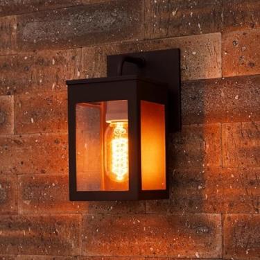 Imagem de Candeeiro De Parede Para Exterior – LumináRia Decorativa De Parede, Estilo Lanterna, Adequada Para Uso Interior E Exterior(Tabaco Cristal)