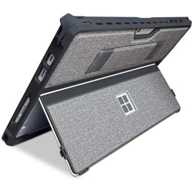 Imagem de Capa protetora robusta para Microsoft Surface Pro 7+/7/6/5/4/Pro LTE de 12,3 polegadas, com suporte para caneta Stylus e alça de mão, compatível com teclado tipo capa, preto e cinza