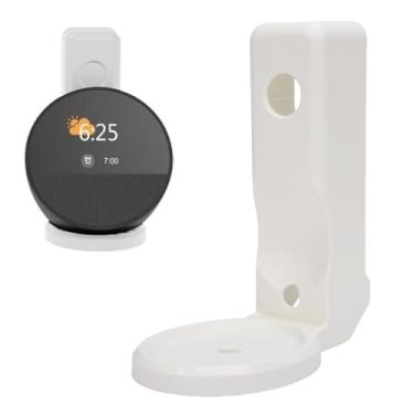 Imagem de Suporte de parede de tomada para alto-falante Spot 2024, suporte de alto-falante ABS sem parafuso com gerenciamento de cabos, para banheiro, cozinha, sala de estar, quarto (branco)
