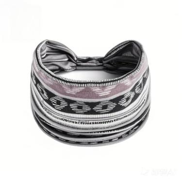 Imagem de Faixa de cabeça esportiva de ioga e corrida, faixa de cabelo listrada de algodão elástico absorvente de suor, unissex, pulseira elástica de secagem rápida (estilo 03)