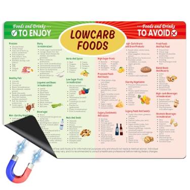 Imagem de Guia de alimentos com baixo teor de carboidratos Ímãs de geladeira com baixo teor de carboidratos, guia rápido de dieta baixa em carboidratos para iniciantes com ímãs de geladeira, lista de alimentos