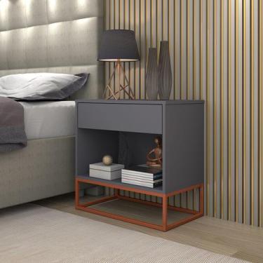 Imagem de Mesa De Cabeceira Moderna Estilo Industrial Cinza - LCN Moveis