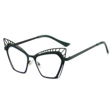 Imagem de Óculos femininos gatinho com armação vazada e design moderno, estilo simples, para homens (preto e verde)