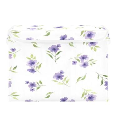 Imagem de Burbuja Caixa de armazenamento de flores com tampa e alças, caixa de armazenamento grande dobrável para prateleiras armário quarto escritório organizador