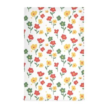 Imagem de Burbuja Pacote com 4 toalhas de cozinha com flores, panos de prato absorventes reutilizáveis de microfibra para secagem e limpeza, 45 x 71 cm