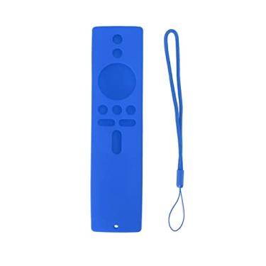 Imagem de Capa protetora de controle remoto antiderrapante Capa de silicone para Mi Box S e Mi TV Stick Macia, durável, adequada para a pele, à prova de choque, lavável com cordão (Azul)