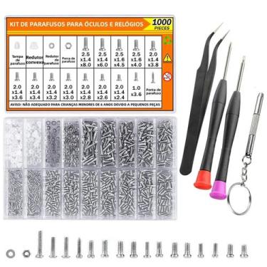 Imagem de Kit De Reparo De Óculos Com 1000 Peças: Parafusos E Porcas De Aço Inox
