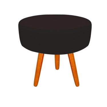 Imagem de Puff Decorativo Lavinia Suede Pes Castanho Preto
