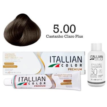 Imagem de Kit Coloração Itallian Color 5.00 Castanho Claro Plus + Oxi 30