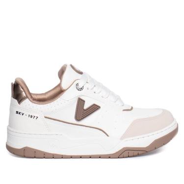 Imagem de Tênis Feminino Via Marte Casual Recortes Branco/Marrom-Feminino