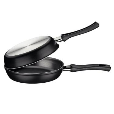 Imagem de Omeleteira Alumínio Antiaderente Starflon Tramontina Frigideira Dupla 20cm Grafite