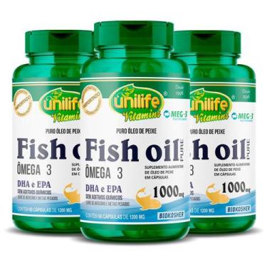 Imagem de Kit 3 Óleo de Peixe Fish Oil Unilife 60 capsulas 1000mg