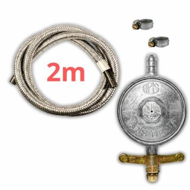 Imagem de Kit Registro Regulador Click Gás Apis Delta e Mangueira Flexível de aç