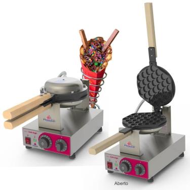 Imagem de Wafleira Elétrica para Bubble Waffle Bola PRKB-10 1400W 220V Chapa Antiaderente em Aço Inox Progás