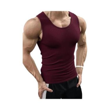 Imagem de Camiseta Sem Mangas De Verão Para Homens Com Listras, Top De Treino O-