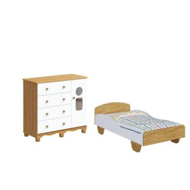 Imagem de Cama Infantil Sol Cômoda Bebe Tedy 4 Gavetas 100%MDF Peroba - - Moveis
