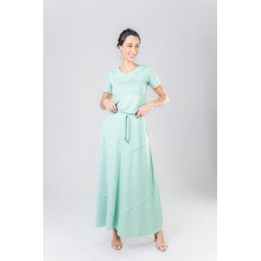 Imagem de Conjunto moletinho soft touch saia longa e blusa - Verde Água - Amozy,