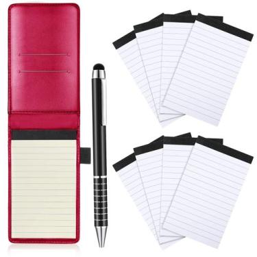 Imagem de Caderno de Bolso Outus com 8 Refilos, Couro PU, Mini 8,5 x 14 cm