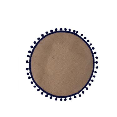 Imagem de Lugar Americano Juta Natural e Azul para Mesa Posta Rústica 35cm Azul BTC Decor