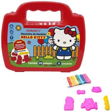 Imagem de Massinha de Modelar Infantil Maleta Hello Kitty Kit 10 Cores com Moldes e Ferramenta Leo & Leo