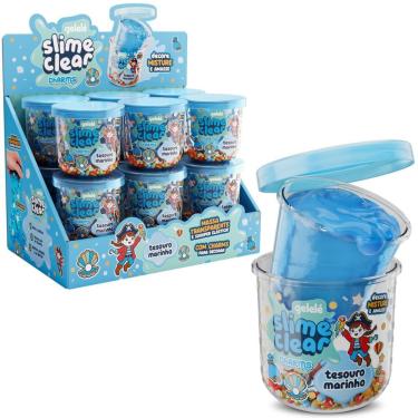 Imagem de Slime Infantil Clear Charms Tesouro Marinho 122g Transparente Crunchy com Enfeites Gelelé