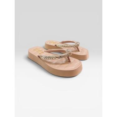 Imagem de Chinelo Feminino Plataforma Com Aplicações De Strass E Pedrarias Avela