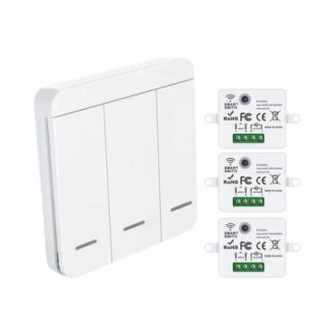 Imagem de Interruptor De Luz Sem Fio 1/2/3 Gangue Com Receptor De Relé RF 433Mhz