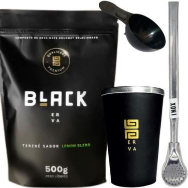 Imagem de Kit Tereré Black Erva Mate 500g + Copo de Alumínio Térmico + Bomba Ino