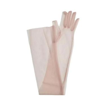 Imagem de Luvas Femininas Vintage Longas De Tule Com Dedos Completos, Compriment