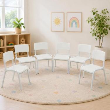Imagem de Kit 6 Cadeira Iso Infantil Branca Escolar e Creche - Ecomhome