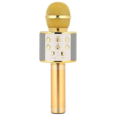 Imagem de Microfone Sem Fio Bluetooth Karaokê com Alto Falante e Gravador Dourad