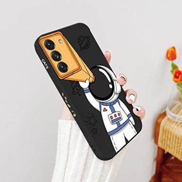 Imagem de Astronauta de desenho animado com capa de telescópio para Samsung Galaxy S22 S21 S20 FE S10 S10e Note 20 ultra 10 9 Plus Pro Capa protetora, preta2, para S22Plus