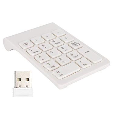 Imagem de Teclado numérico sem fio, Mini teclado numérico com receptor USB 2,4G para laptop/PC/desktop (branco)
