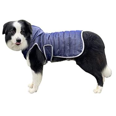 Imagem de Foern Casaco de inverno para cães, jaqueta jeans quente com tiras refletivas e zíper para coleira, roupas à prova d'água para cães pequenos, médios e grandes, jeans, PP: 13,4