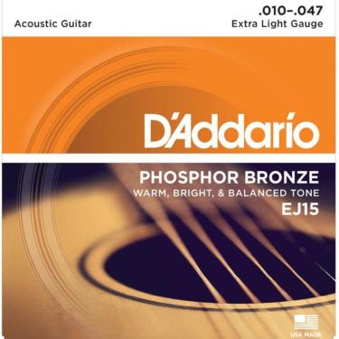 Imagem de Encordoamento para Violão Aço D`Addario EJ15 010 Extra Light
