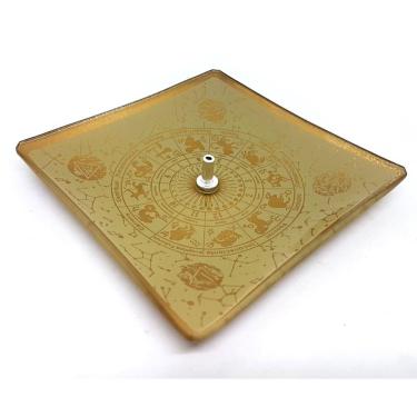 Imagem de Incensário Vareta Zodíaco Astral Gold Dourado Vidro 11CM
