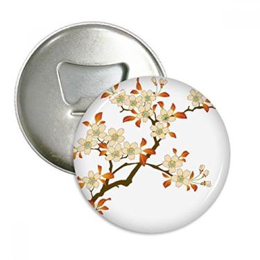 Imagem de Folhas Flor Planta Papel de Parede Padrão Abridor de Garrafas Imã de Geladeira Emblema Multifuncional