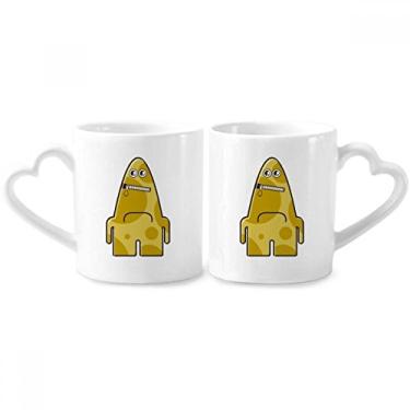 Imagem de Universe Alien Monster Yellow Monster Conjunto de canecas de porcelana para casais, copo de cerâmica para amantes e coração