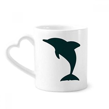 Imagem de Blue Ocean Docile Caneca de golfinho fofo café cerâmica copo de coração de vidro