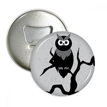 Imagem de Coruja árvore noturna Halloween abridor de garrafas ímã geladeira emblema multifuncional