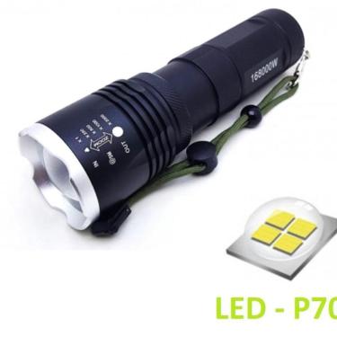 Imagem de Lanterna Holofote Tática Led P70 Com Zoom Ajustável - Bm8504