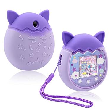Imagem de Winceed Capa de silicone para Tamagotchi Pix Virtual Pet Game Machine, capa protetora para Tamagotchi Pix Sleeve Protector Skin com alça de mão (roxa)