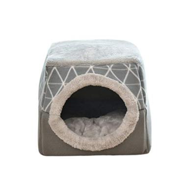 Imagem de Almofadas de cama macias e confortáveis- Space Capsule Pet Bed Cat Bed Soft Puppy House Ninho dobrável Creative Meio- fechado Four Seasons Cat Sleeping Bed (cinza, tamanho XL)
